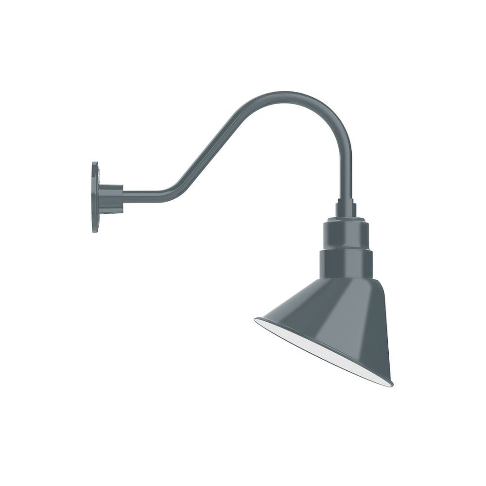 Montclair Lightworks GNA102-40-B03-L12 10" Angle Shade Led Gooseneck Wall Mount, Decorative Canopy Cover, Slate Gray